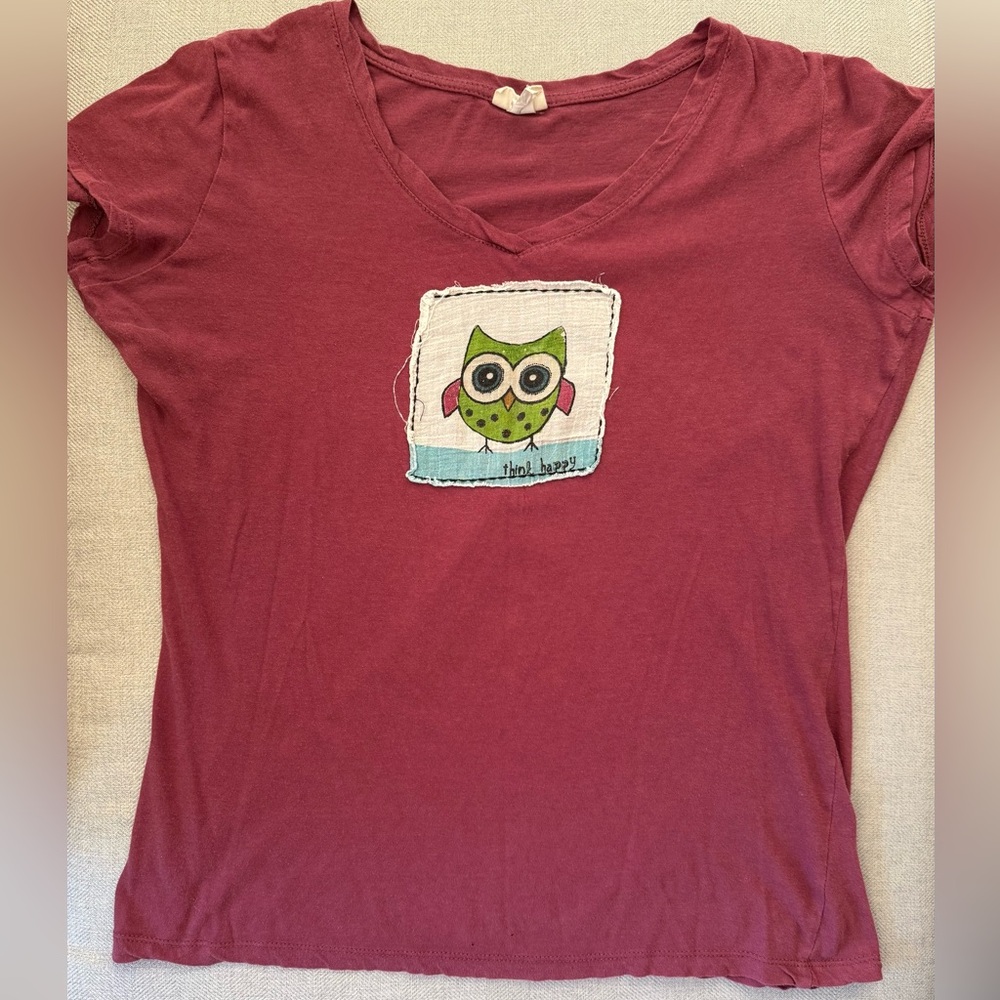 Women's Owl Graphic Tee - Maroon